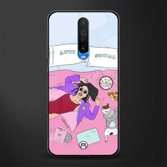 anti social chick girl glass case for poco x2 image