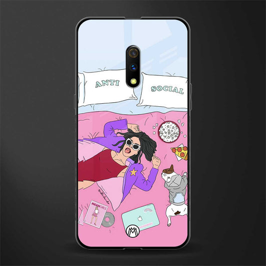 anti social chick girl glass case for oppo k3 image