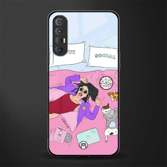 anti social chick girl glass case for oppo reno 3 pro image