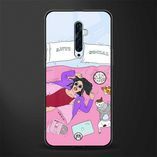 anti social chick girl glass case for oppo reno 2z image