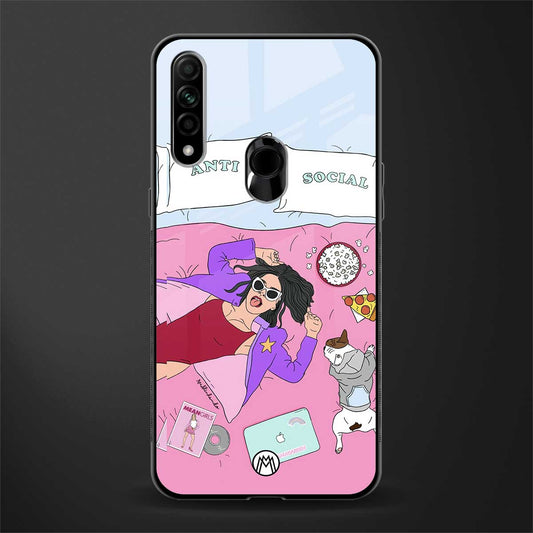 anti social chick girl glass case for oppo a31 image