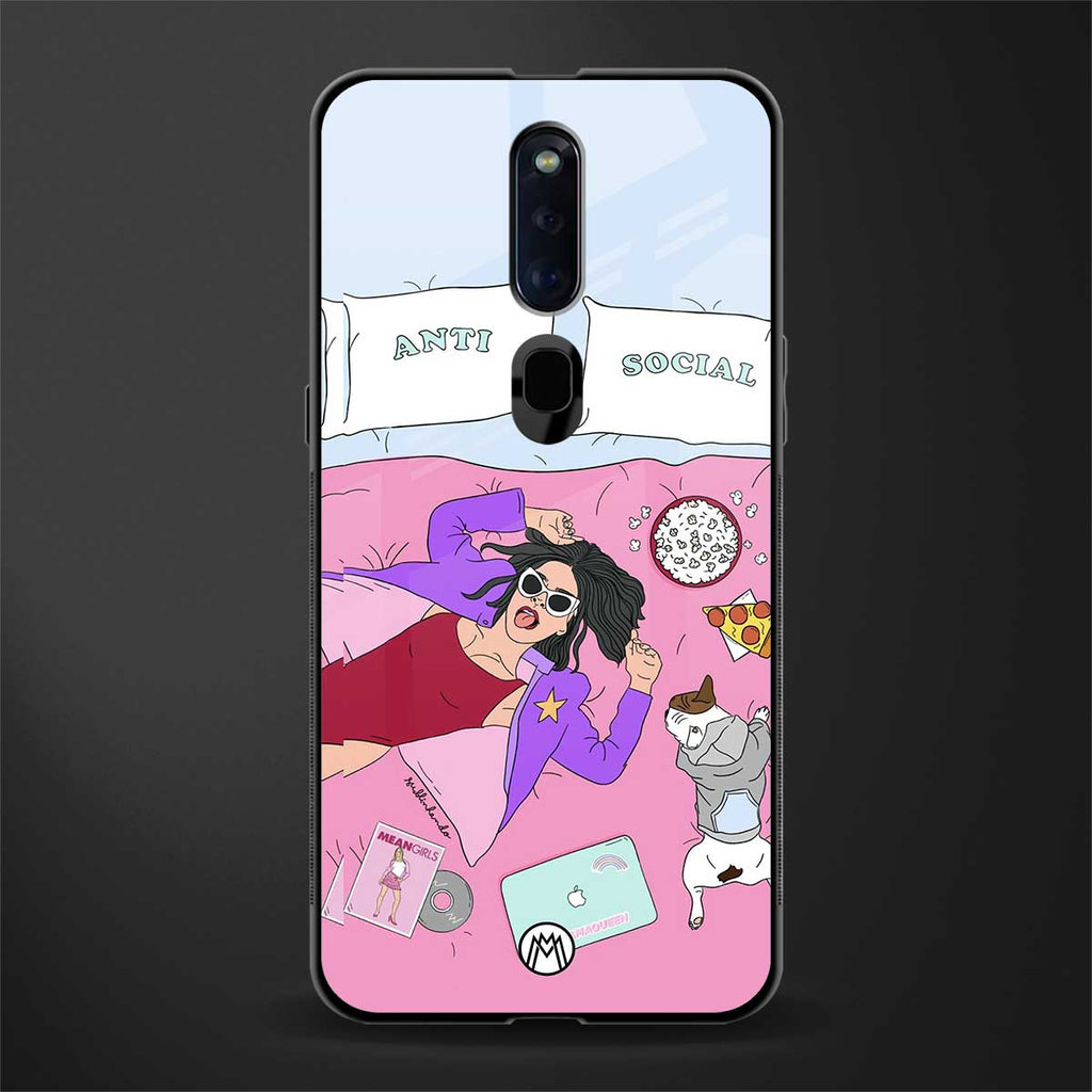 anti social chick girl glass case for oppo f11 pro image