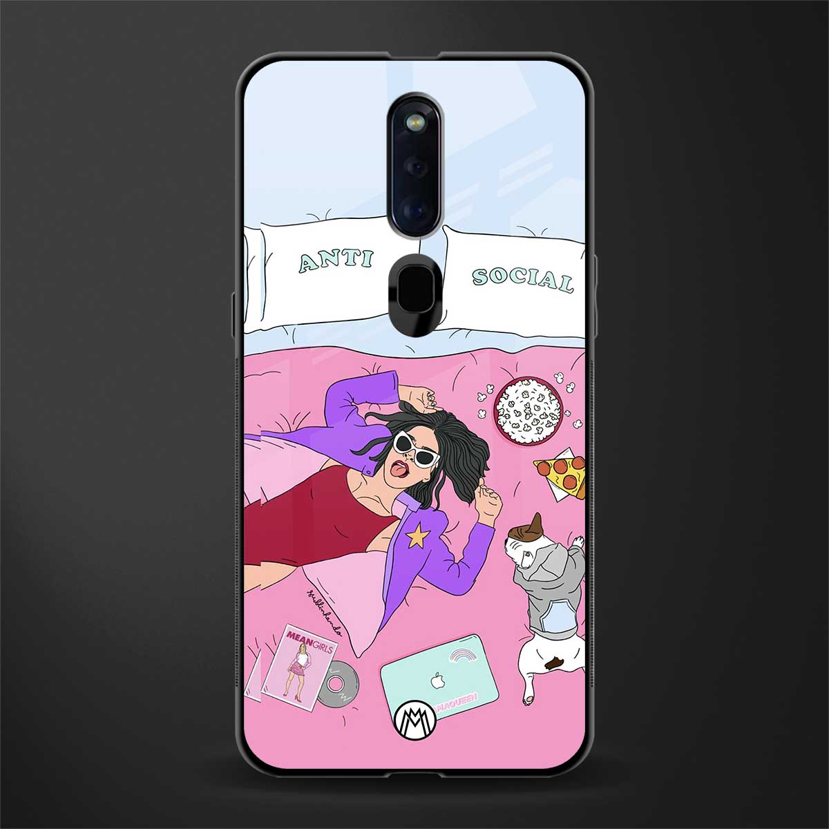 anti social chick girl glass case for oppo f11 pro image