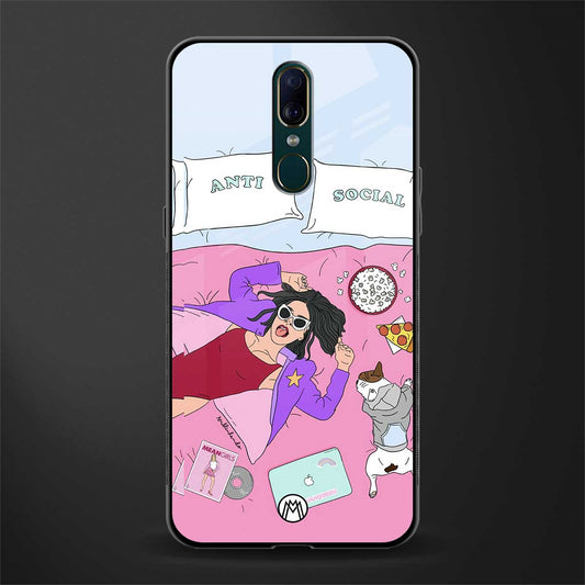 anti social chick girl glass case for oppo a9 image