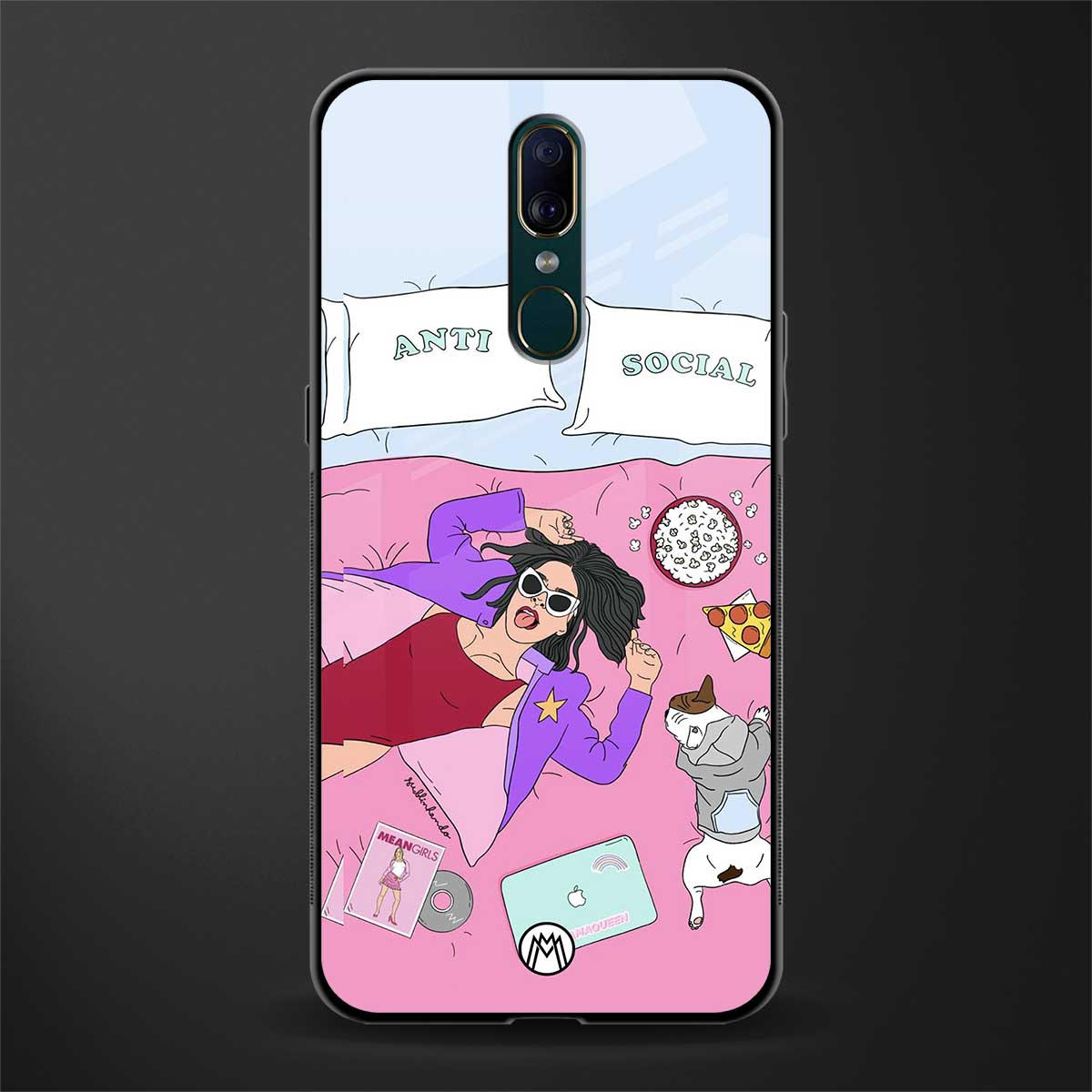 anti social chick girl glass case for oppo f11 image