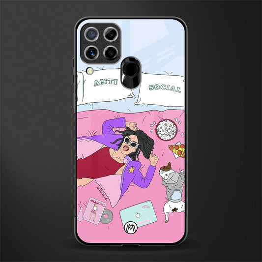 anti social chick girl glass case for realme c15 image