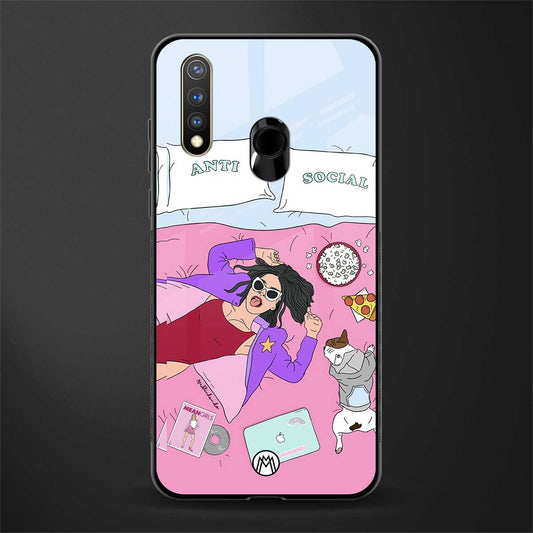 anti social chick girl glass case for vivo u20 image