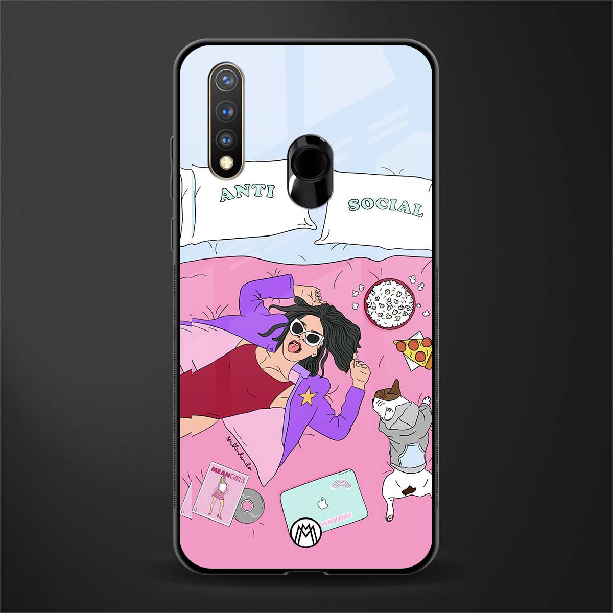 anti social chick girl glass case for vivo y19 image
