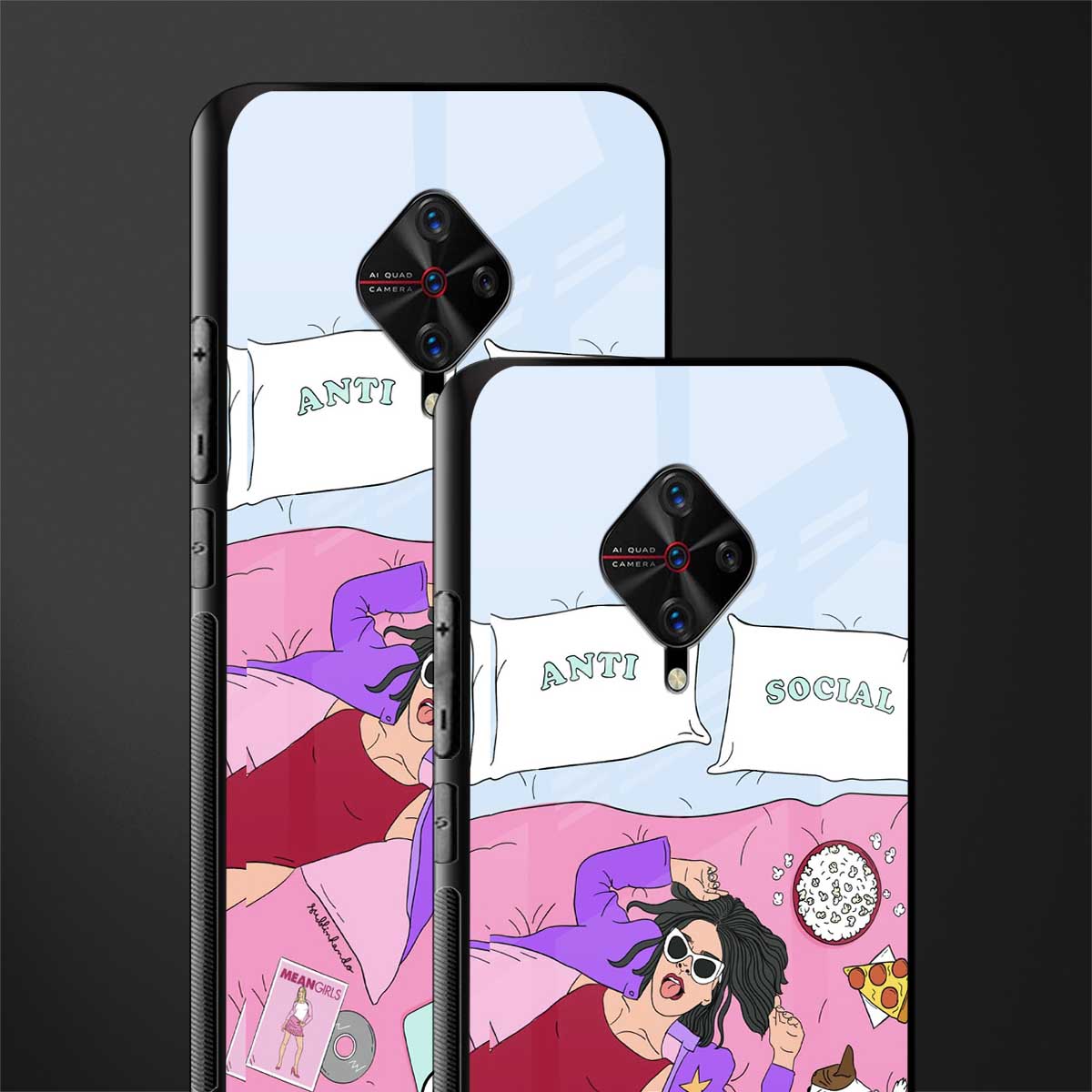 anti social chick girl glass case for vivo s1 pro image-2