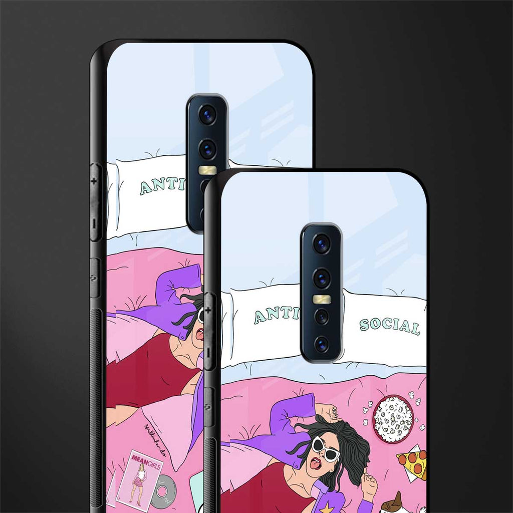 anti social chick girl glass case for vivo v17 pro image-2