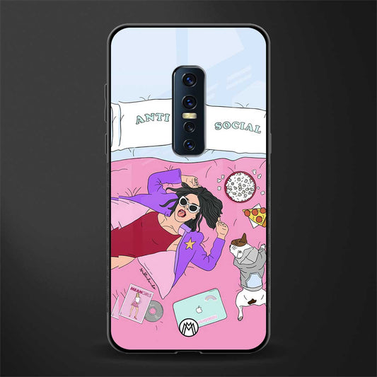 anti social chick girl glass case for vivo v17 pro image