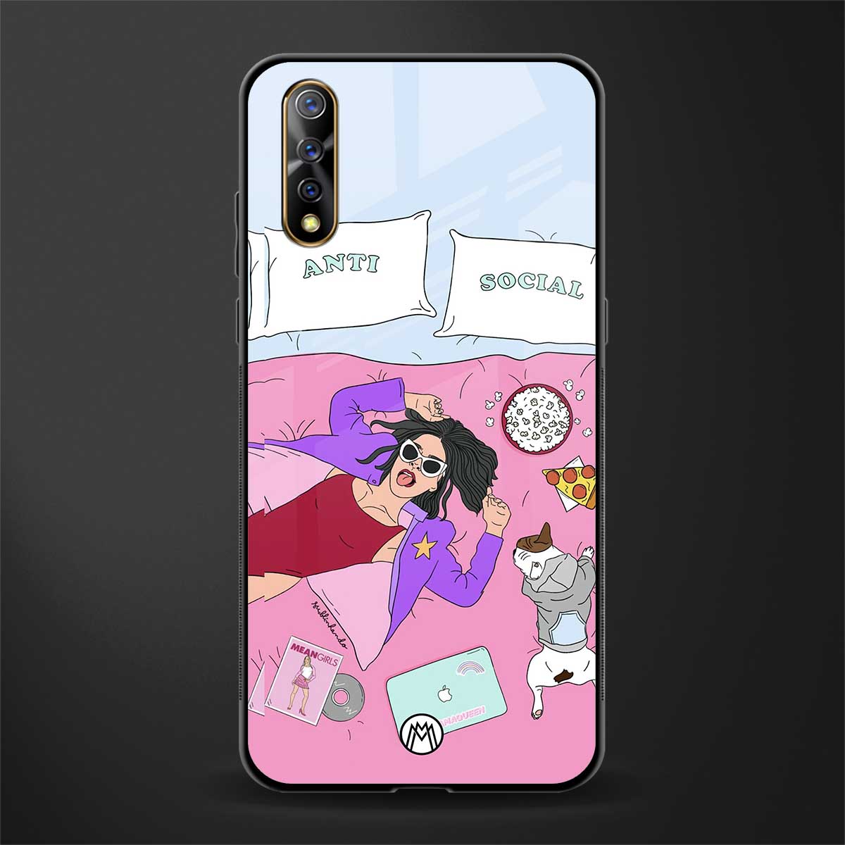 anti social chick girl glass case for vivo z1x image