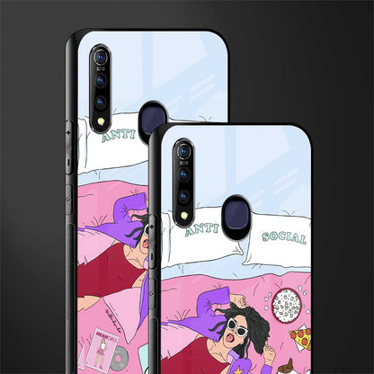 anti social chick girl glass case for vivo z1 pro image-2