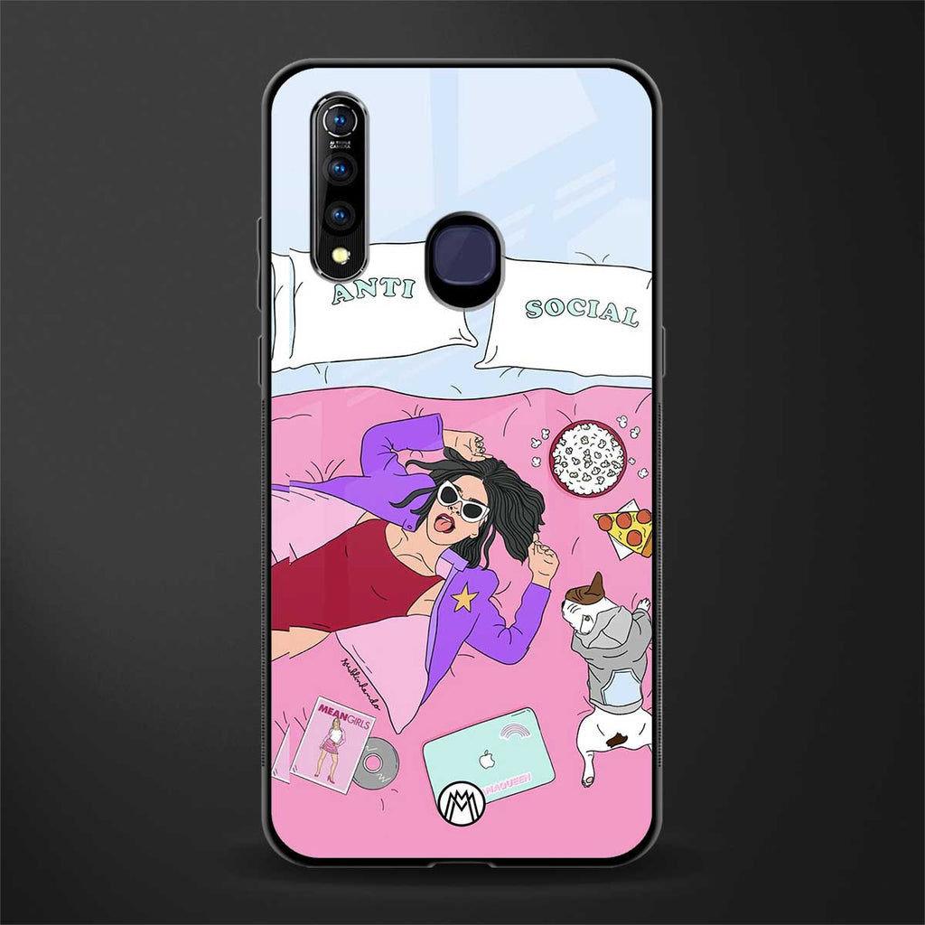 anti social chick girl glass case for vivo z1 pro image