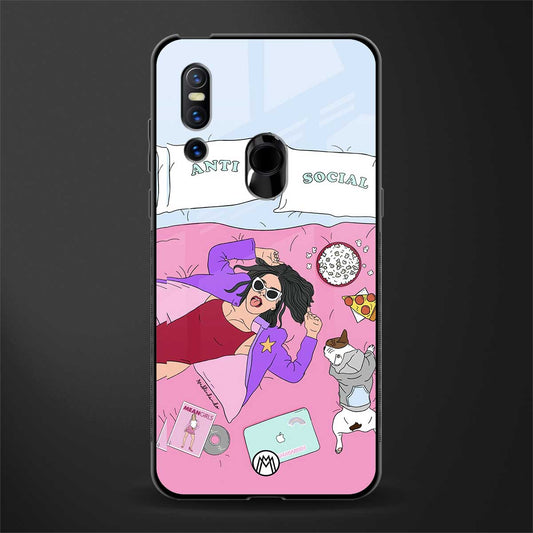 anti social chick girl glass case for vivo v15 image