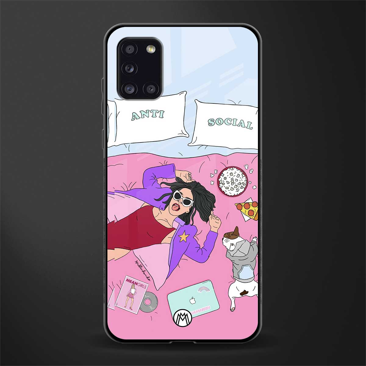 anti social chick girl glass case for samsung galaxy a31 image