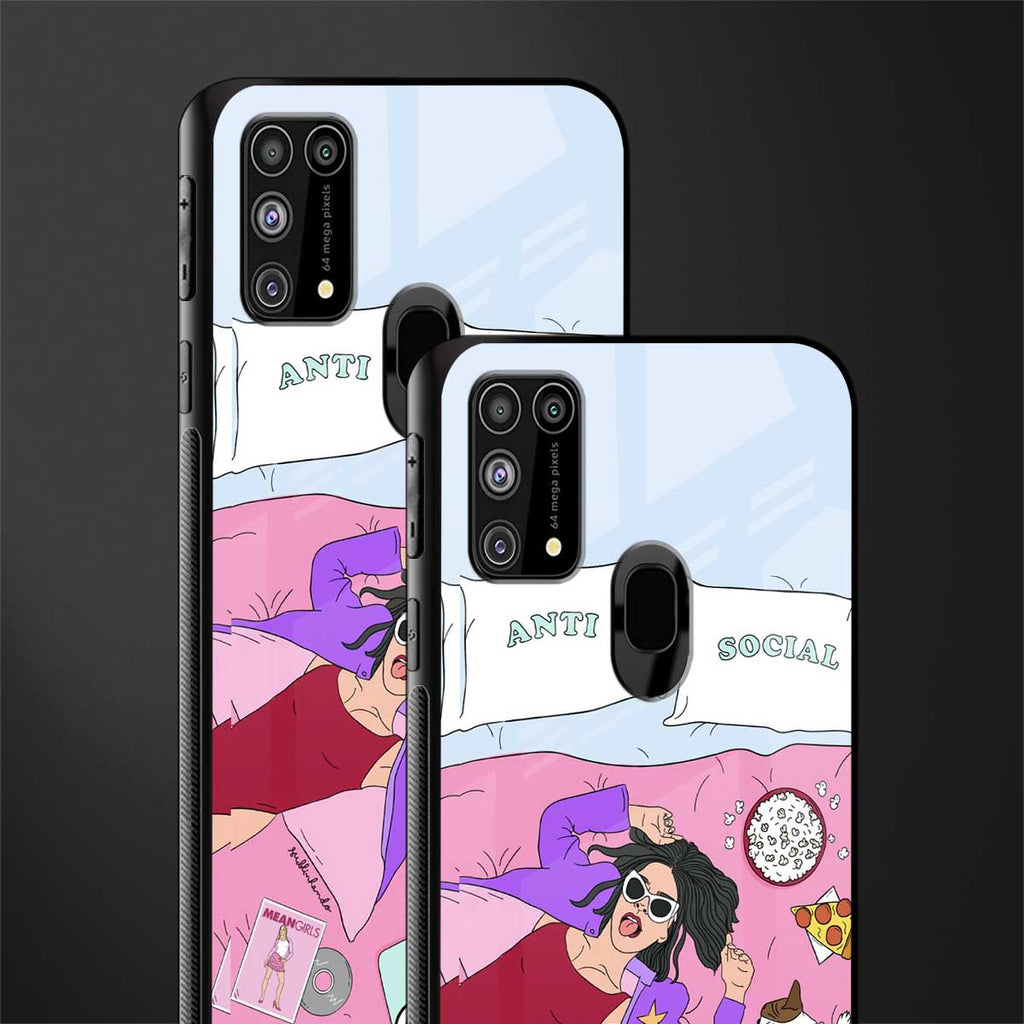 anti social chick girl glass case for samsung galaxy f41 image-2
