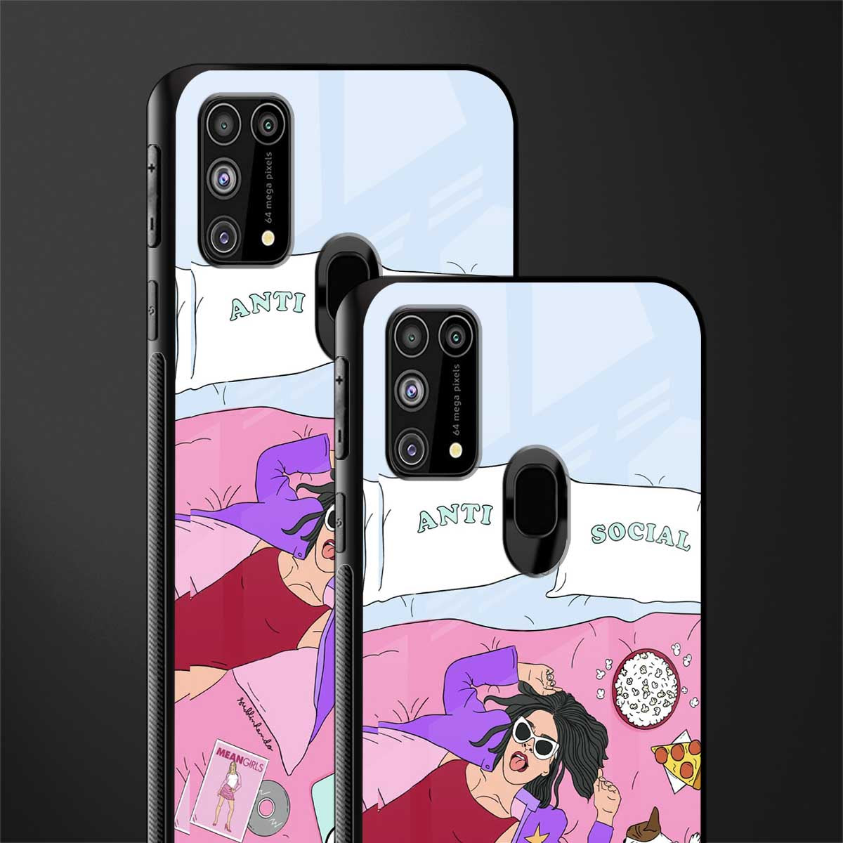 anti social chick girl glass case for samsung galaxy f41 image-2