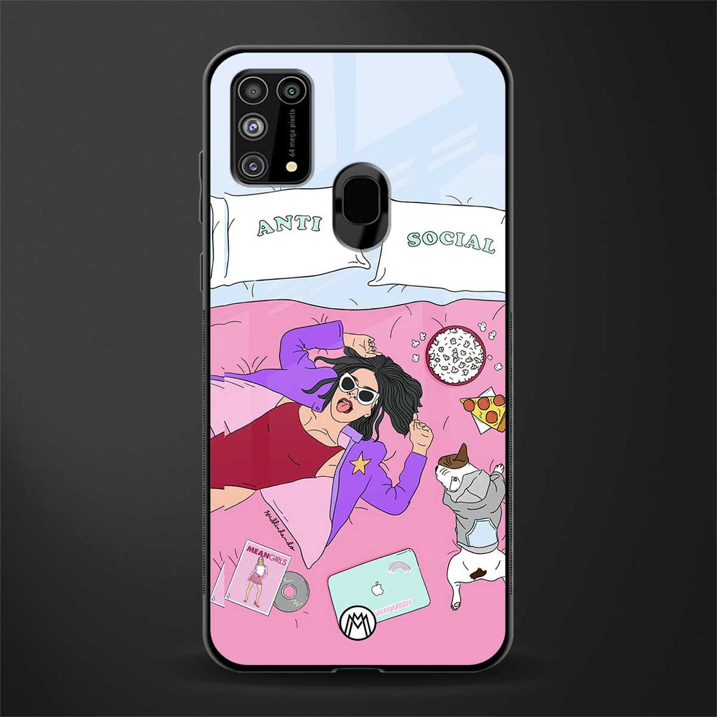 anti social chick girl glass case for samsung galaxy m31 prime edition image