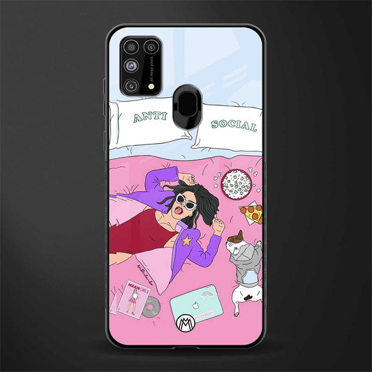 anti social chick girl glass case for samsung galaxy m31 prime edition image