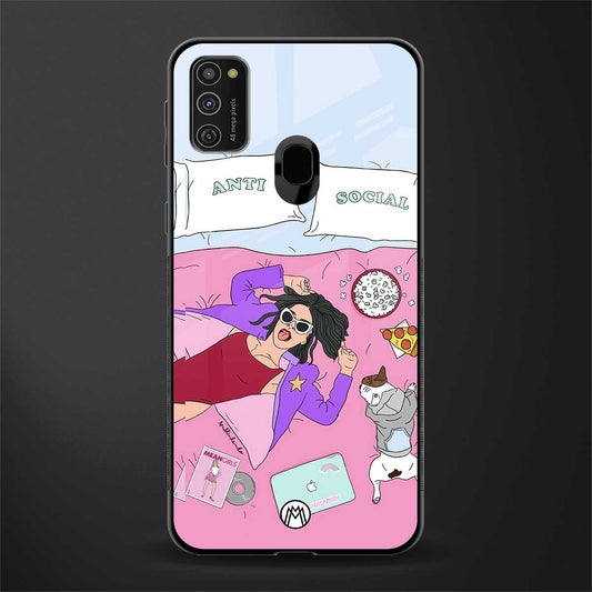anti social chick girl glass case for samsung galaxy m30s image