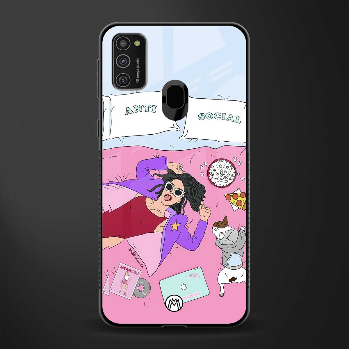 anti social chick girl glass case for samsung galaxy m21 image