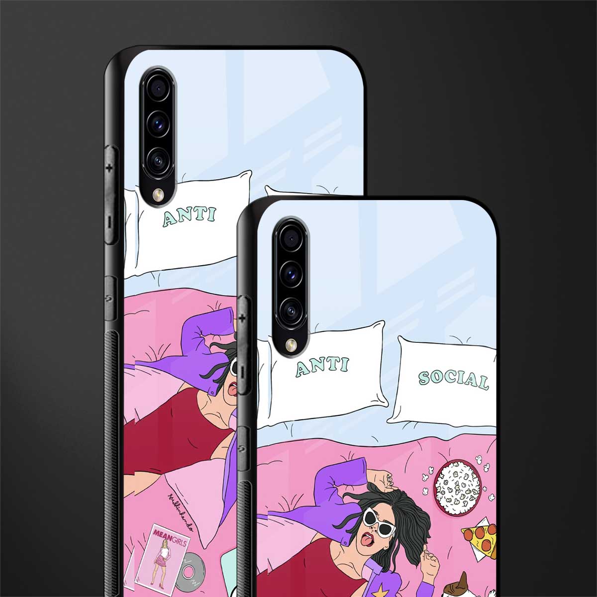anti social chick girl glass case for samsung galaxy a30s image-2