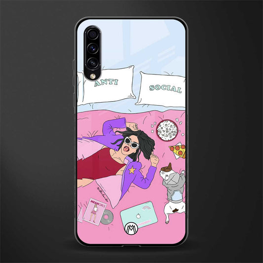 anti social chick girl glass case for samsung galaxy a50 image