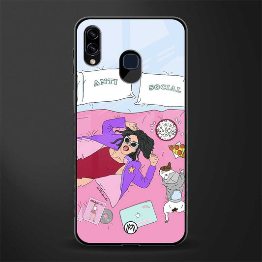 anti social chick girl glass case for samsung galaxy a30 image