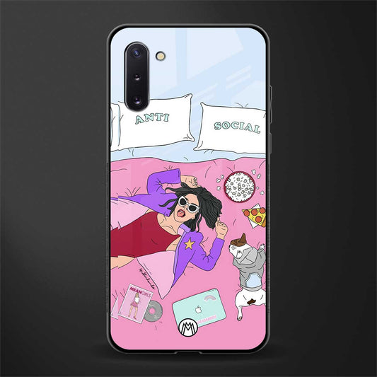 anti social chick girl glass case for samsung galaxy note 10 image