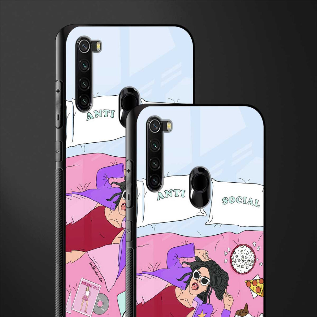 anti social chick girl glass case for redmi note 8 image-2