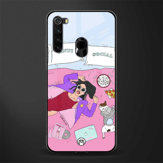 anti social chick girl glass case for redmi note 8 image