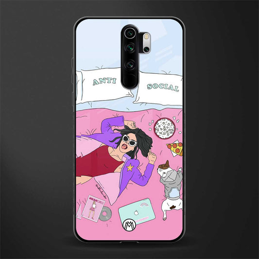 anti social chick girl glass case for redmi note 8 pro image