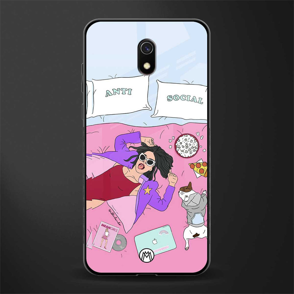 anti social chick girl glass case for redmi 8a image