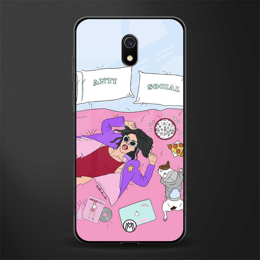 anti social chick girl glass case for redmi 8a image