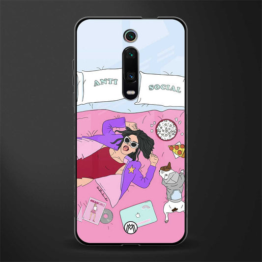 anti social chick girl glass case for redmi k20 pro image
