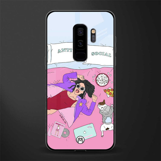 anti social chick girl glass case for samsung galaxy s9 plus image