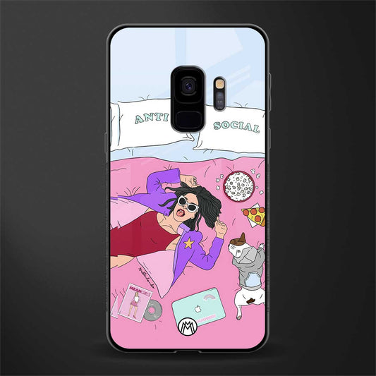 anti social chick girl glass case for samsung galaxy s9 image