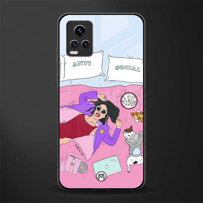 anti social chick girl back phone cover | glass case for vivo y73