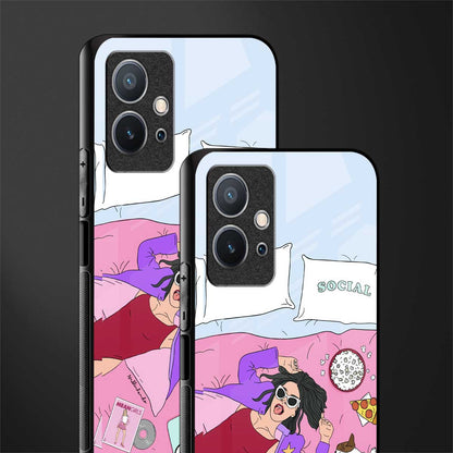 anti social chick girl glass case for vivo y75 5g image-2