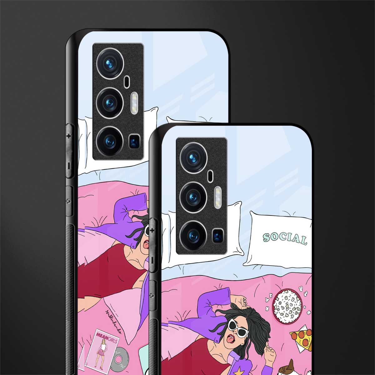anti social chick girl glass case for vivo x70 pro plus image-2