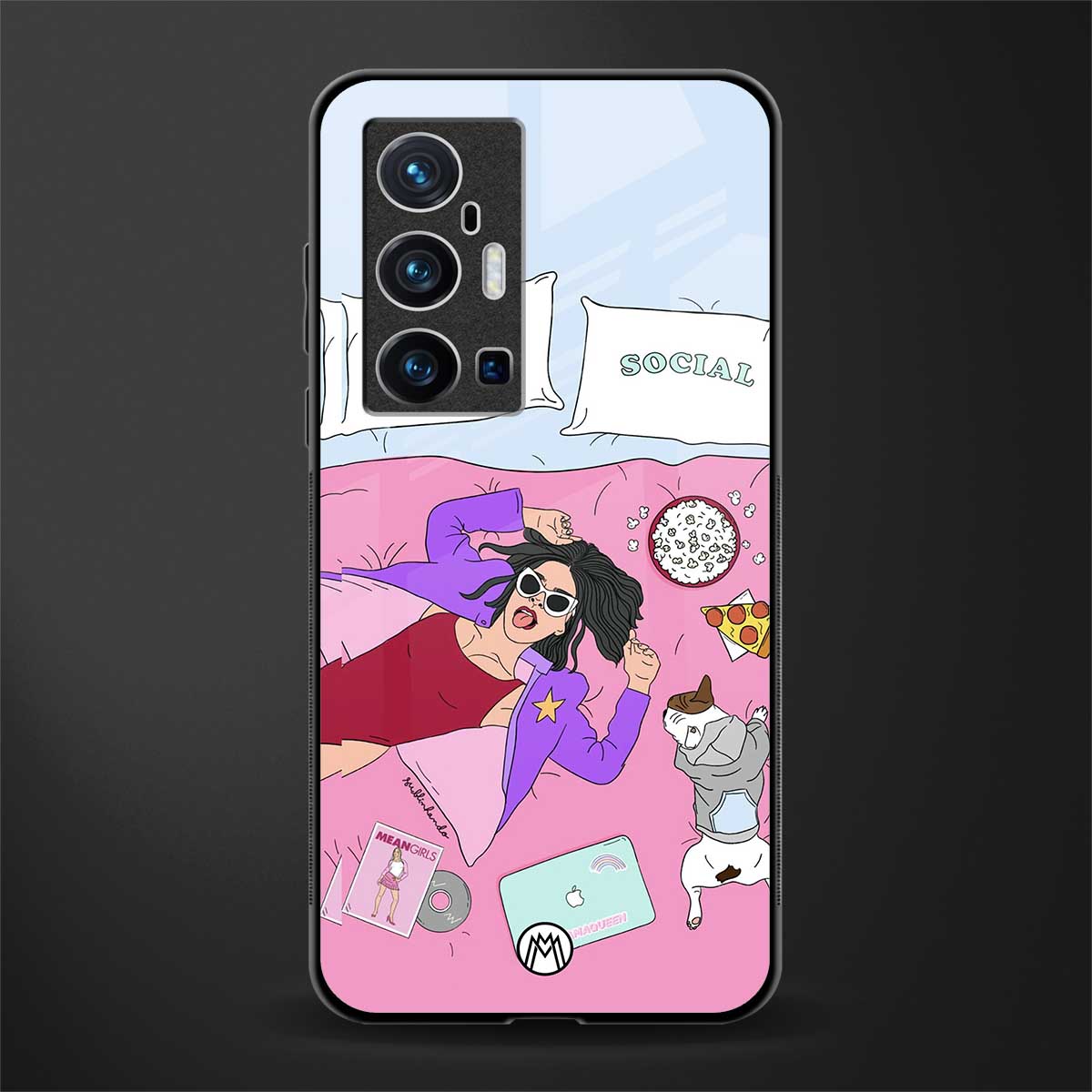 anti social chick girl glass case for vivo x70 pro plus image