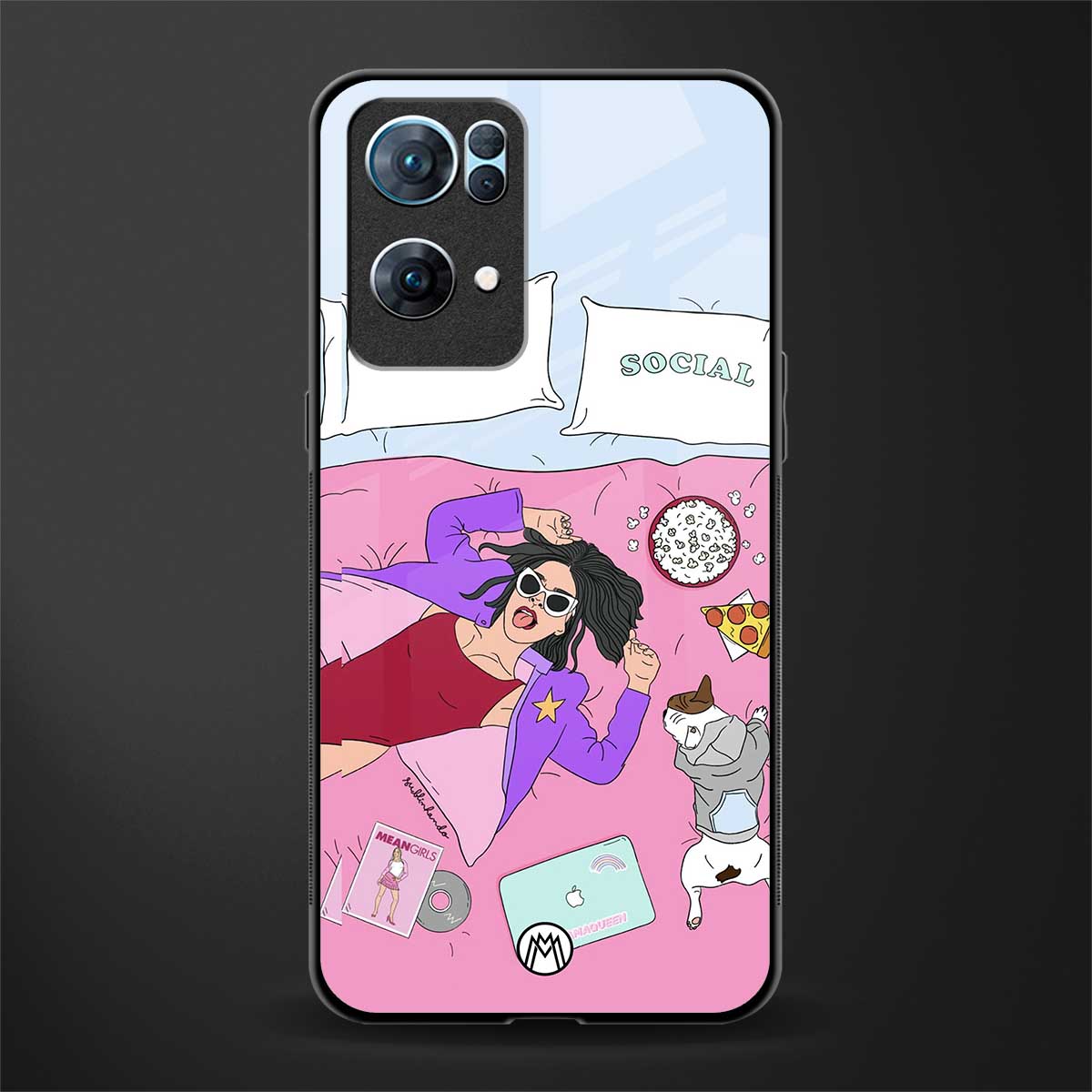 anti social chick girl glass case for oppo reno7 pro 5g image