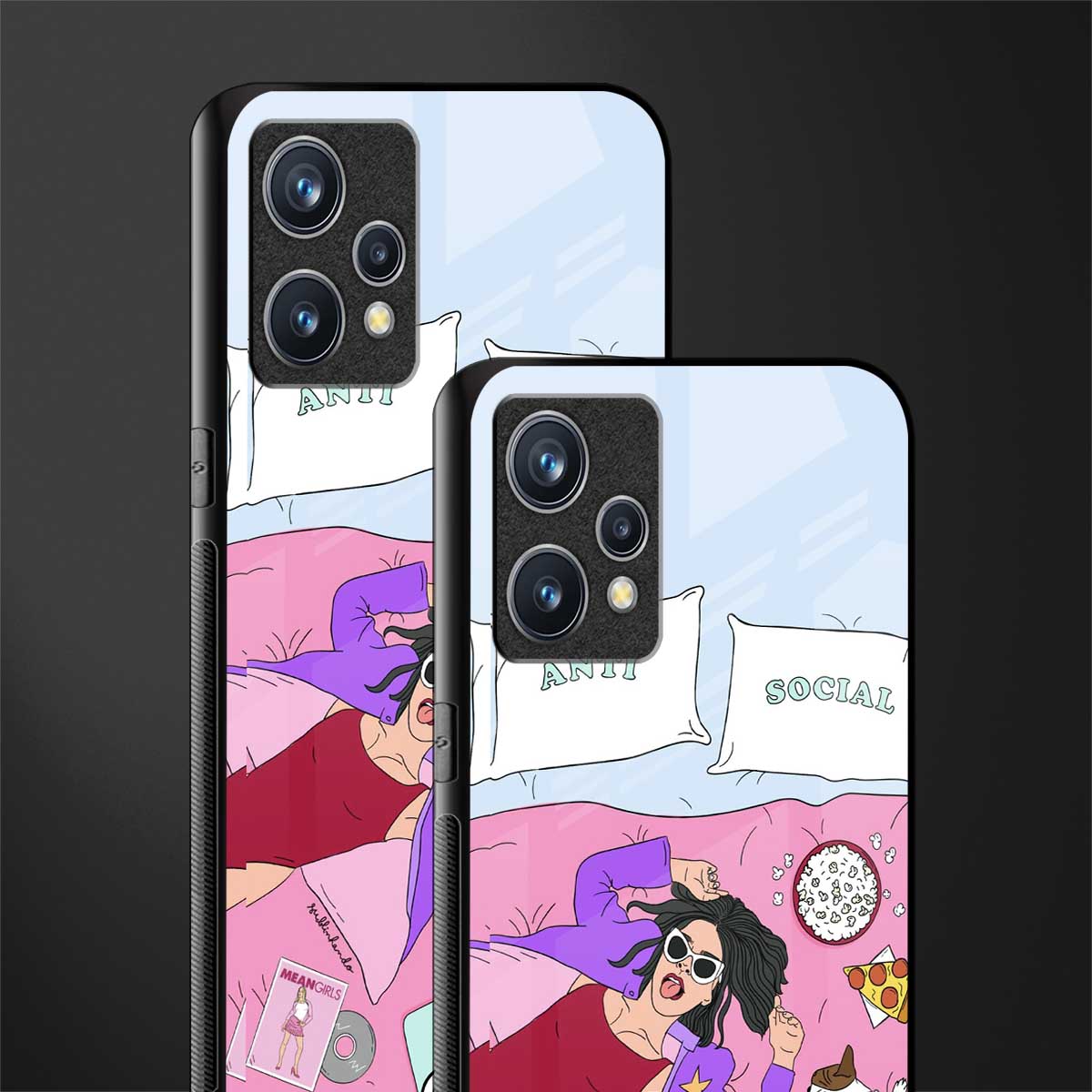 anti social chick girl glass case for realme 9 4g image-2