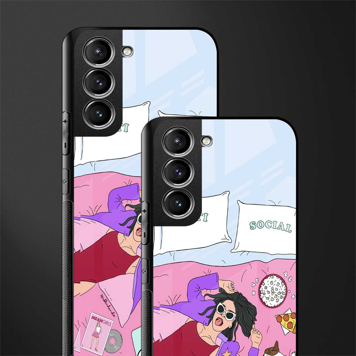 anti social chick girl glass case for samsung galaxy s22 plus 5g image-2