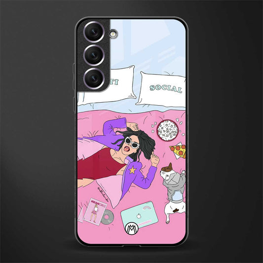 anti social chick girl glass case for samsung galaxy s21 image