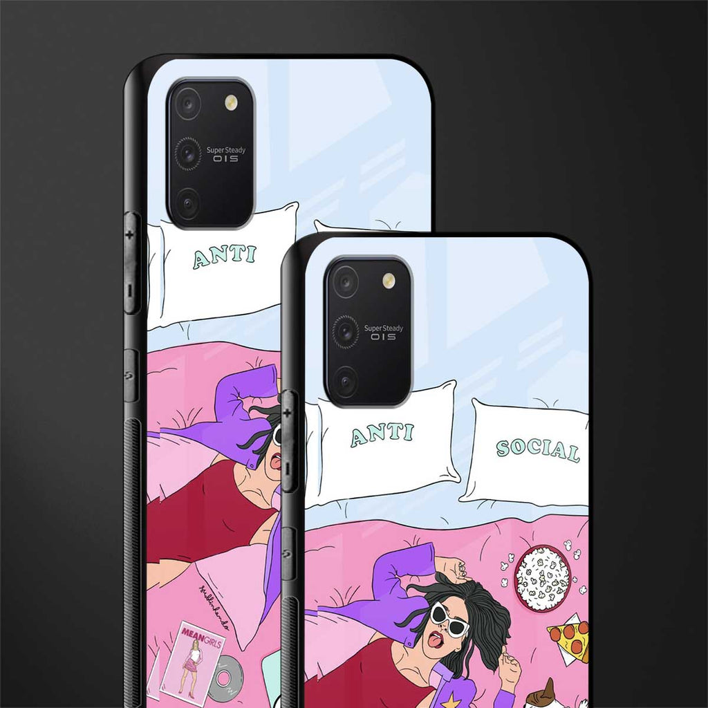 anti social chick girl glass case for samsung galaxy s10 lite image-2
