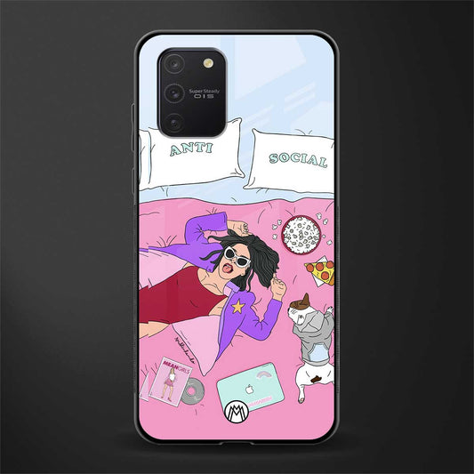 anti social chick girl glass case for samsung galaxy s10 lite image