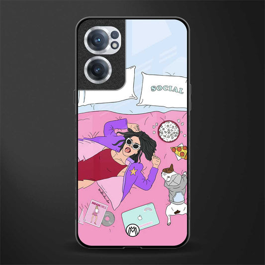 anti social chick girl glass case for oneplus nord ce 2 5g image