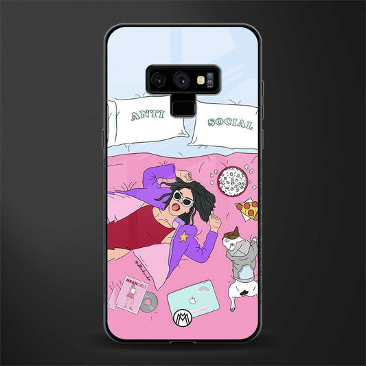anti social chick girl glass case for samsung galaxy note 9 image